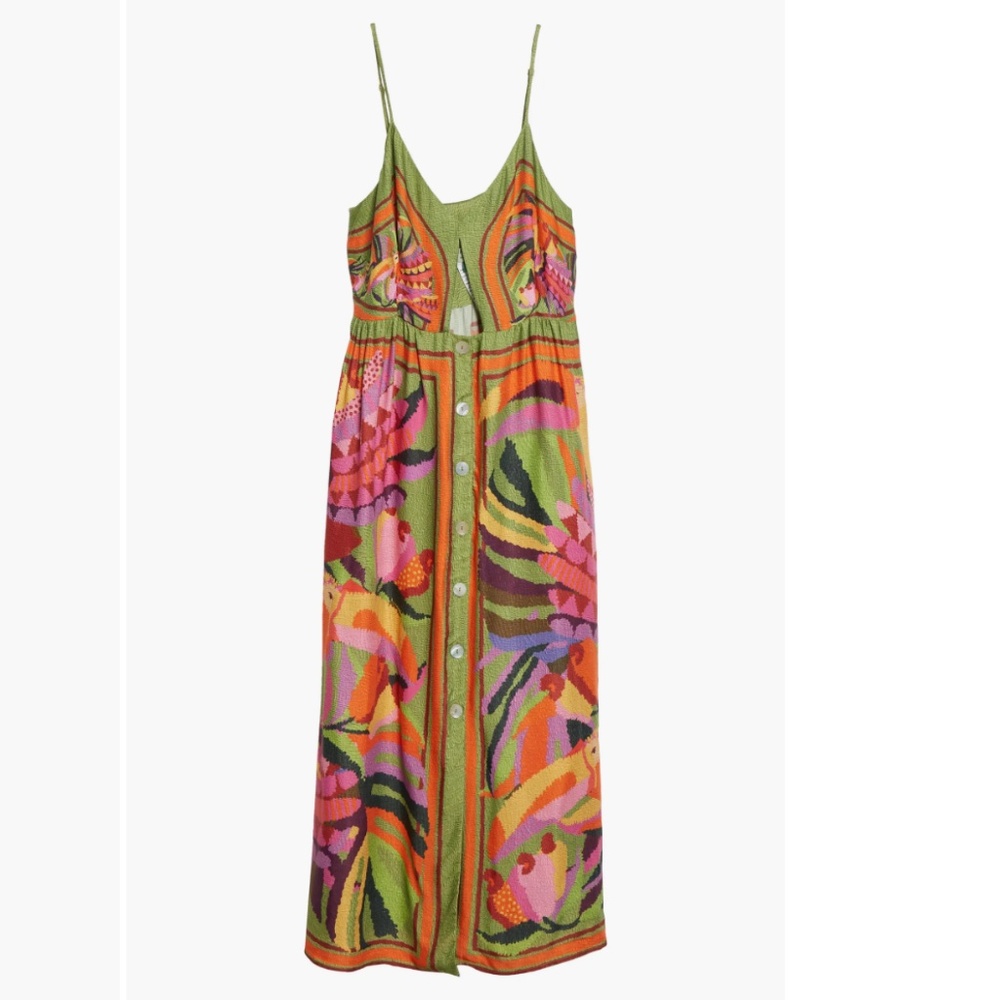 NWT $200 Toucans Scarf Cutout Midi Dress FARM Rio in size XL! - Picture 5 of 7